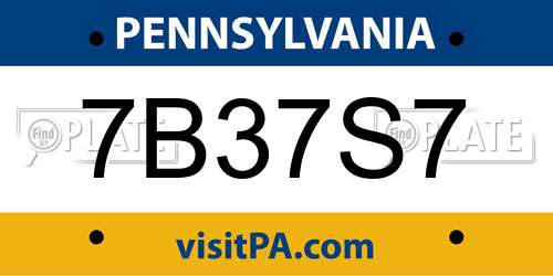 7B37S7 Pennsylvania License Plate