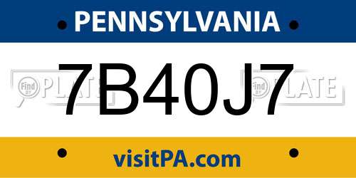 7B40J7 Pennsylvania License Plate