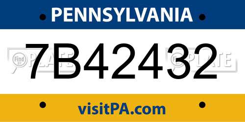7B42432 Pennsylvania License Plate