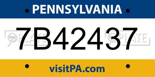7B42437 Pennsylvania License Plate