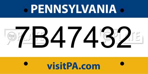 7B47432 Pennsylvania License Plate