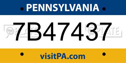 7B47437 Pennsylvania License Plate