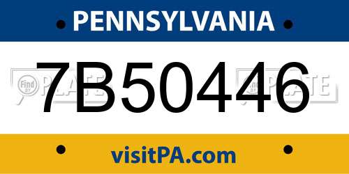7B50446 Pennsylvania License Plate