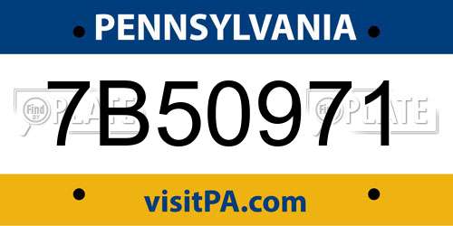 7B50971 Pennsylvania License Plate