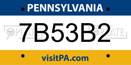 7B53B2 Pennsylvania License Plate
