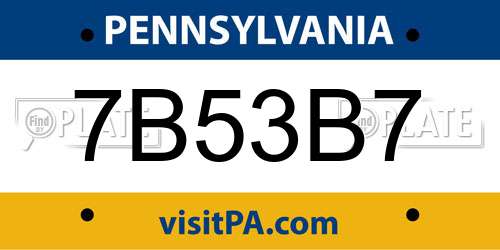 7B53B7 Pennsylvania License Plate