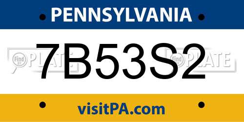 7B53S2 Pennsylvania License Plate