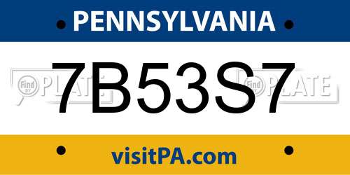 7B53S7 Pennsylvania License Plate