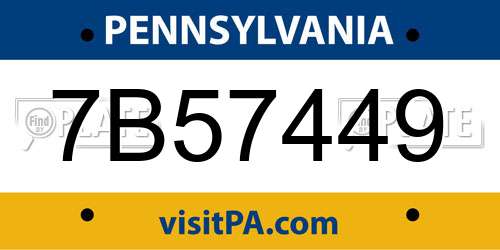 7B57449 Pennsylvania License Plate