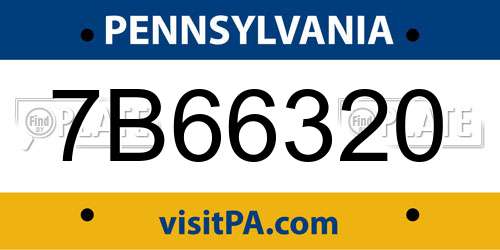 7B66320 Pennsylvania License Plate