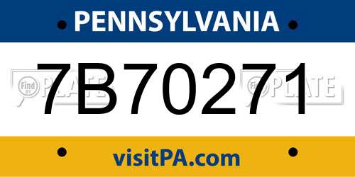 7B70271 Pennsylvania License Plate