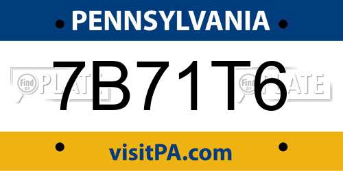7B71T6 Pennsylvania License Plate