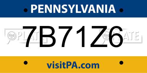 7B71Z6 Pennsylvania License Plate
