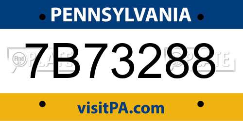 7B73288 Pennsylvania License Plate