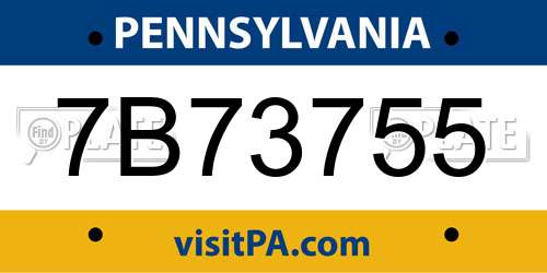 7B73755 Pennsylvania License Plate