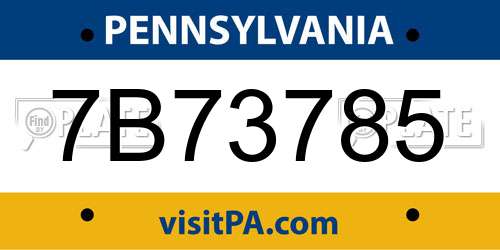 7B73785 Pennsylvania License Plate