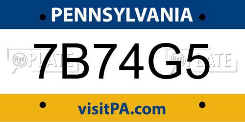 7B74G5 Pennsylvania License Plate