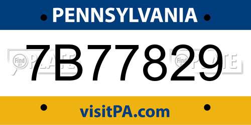7B77829 Pennsylvania License Plate