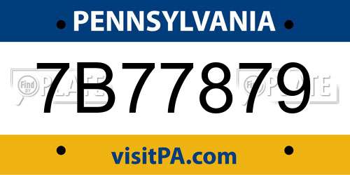 7B77879 Pennsylvania License Plate