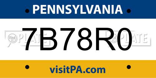 7B78R0 Pennsylvania License Plate