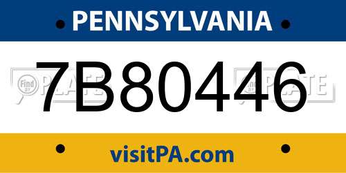 7B80446 Pennsylvania License Plate