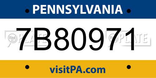 7B80971 Pennsylvania License Plate