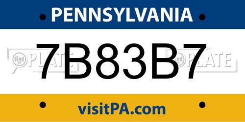 7B83B7 Pennsylvania License Plate