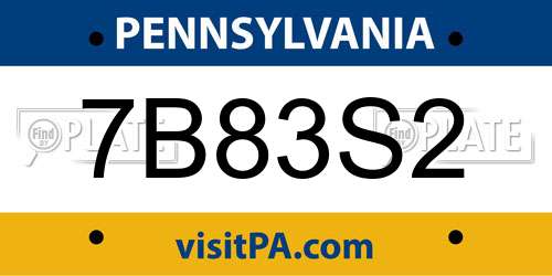 7B83S2 Pennsylvania License Plate