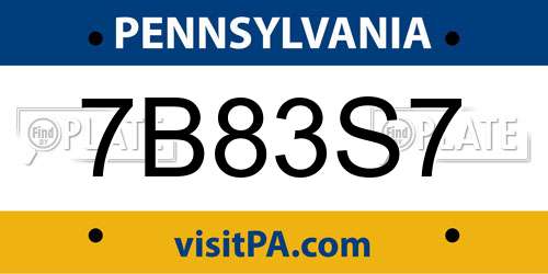 7B83S7 Pennsylvania License Plate