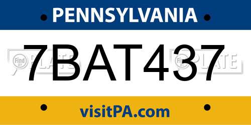 7BAT437 Pennsylvania License Plate