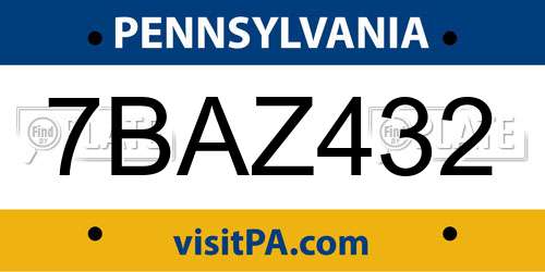 7BAZ432 Pennsylvania License Plate
