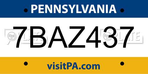 7BAZ437 Pennsylvania License Plate