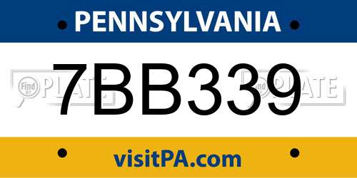 7BB339 Pennsylvania License Plate