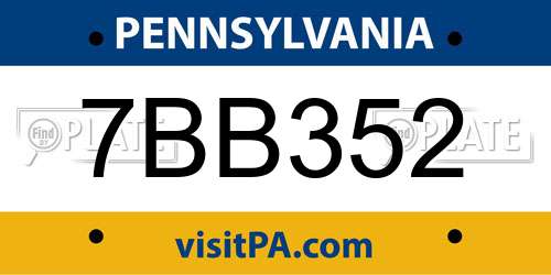 7BB352 Pennsylvania License Plate