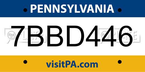 7BBD446 Pennsylvania License Plate