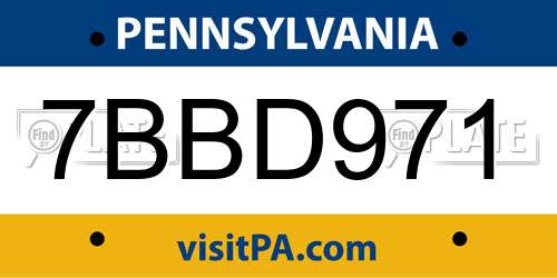 7BBD971 Pennsylvania License Plate