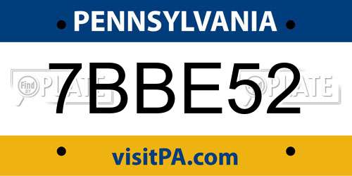 7BBE52 Pennsylvania License Plate