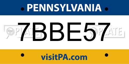 7BBE57 Pennsylvania License Plate