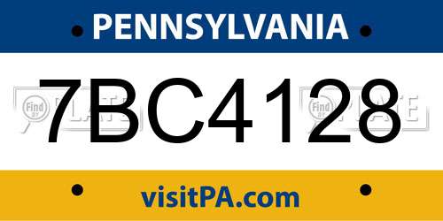 7BC4128 Pennsylvania License Plate