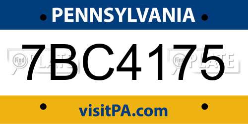 7BC4175 Pennsylvania License Plate