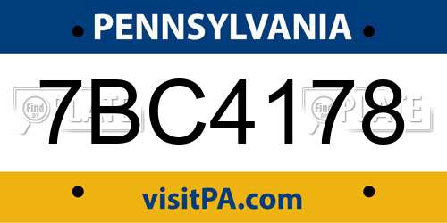 7BC4178 Pennsylvania License Plate