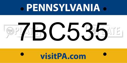 7BC535 Pennsylvania License Plate