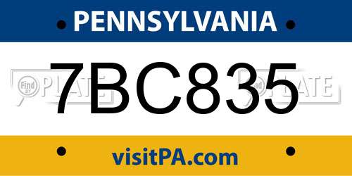 7BC835 Pennsylvania License Plate