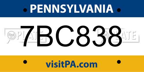 7BC838 Pennsylvania License Plate