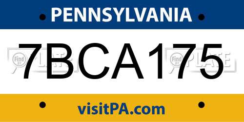 7BCA175 Pennsylvania License Plate