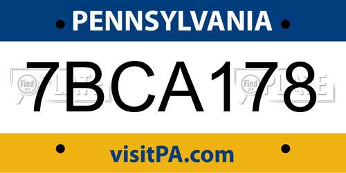 7BCA178 Pennsylvania License Plate