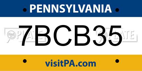 7BCB35 Pennsylvania License Plate