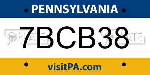 7BCB38 Pennsylvania License Plate