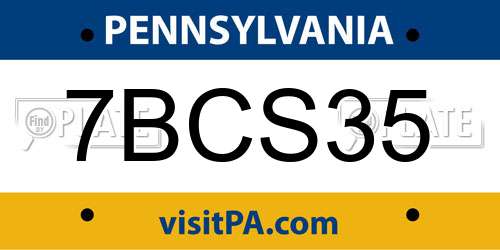 7BCS35 Pennsylvania License Plate