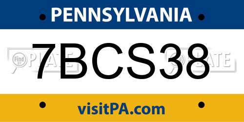 7BCS38 Pennsylvania License Plate